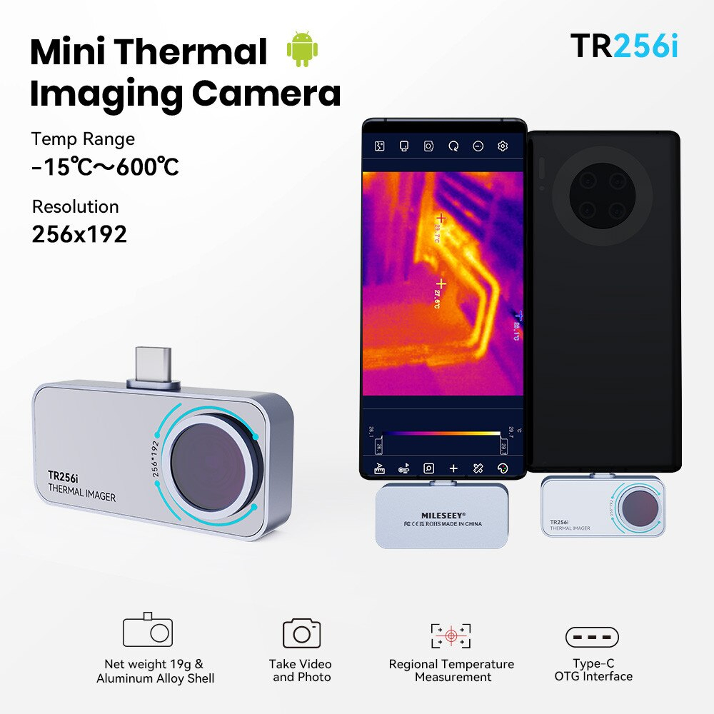 Mileseey TR256i 迷你熱成像相機 USB Type-C OTG 手機外接探頭紅外熱成像儀
