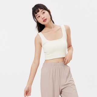 OhSunny女士瑜伽背心防曬緊身運動健身服無袖針織短版上衣