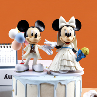 2款/套 迪士尼 米奇妙妙屋 米老鼠 米奇 米妮 結婚 婚紗 Q版蛋糕裝飾公仔人偶模型玩具手辦擺件娃娃孩子生日禮物