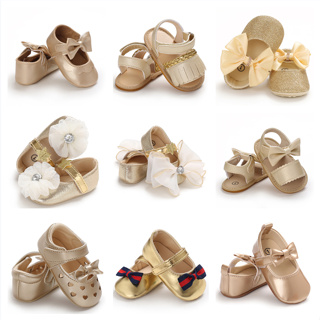 金色女式嬰兒鞋新生公主嬰兒鞋時尚防滑嬰兒鞋