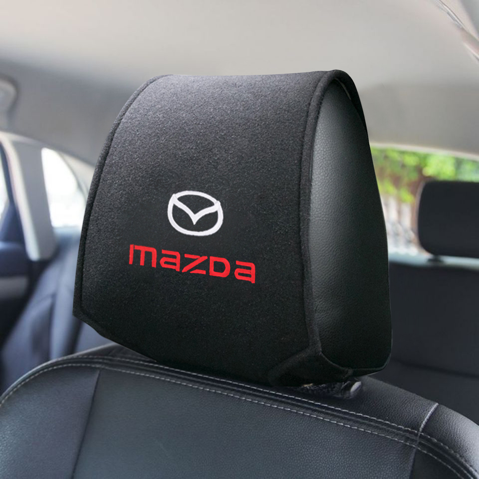 MAZDA 1 件裝軟絨面革汽車頭枕套汽車座椅枕頭保護套適用於馬自達 5 6 323 626 RX8 CX5 CX-4