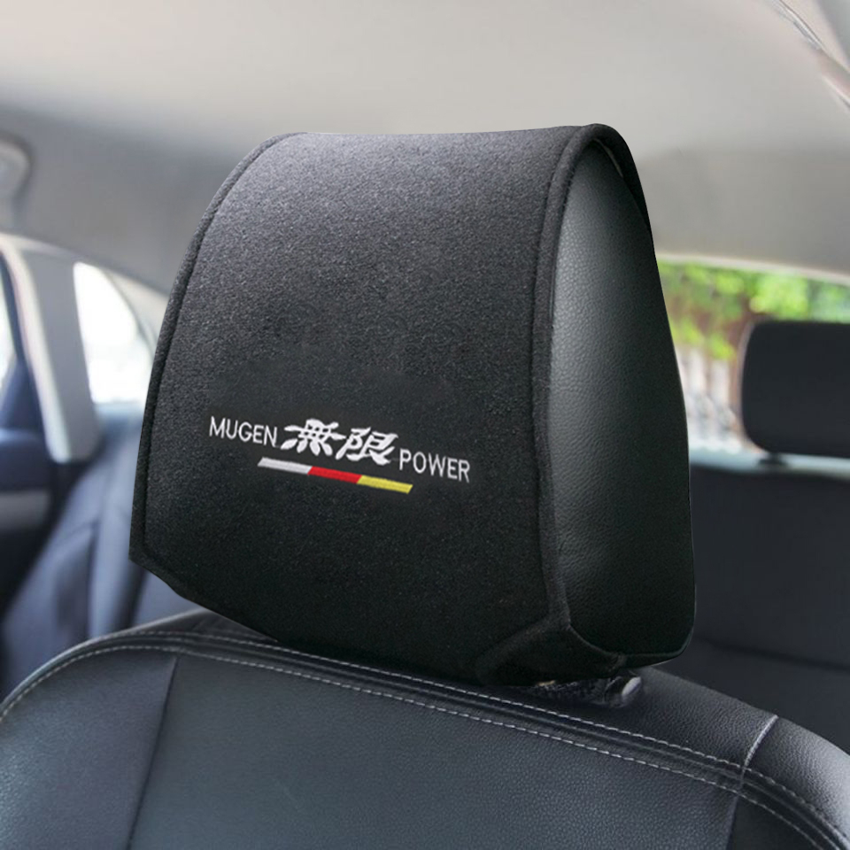 HONDA 1 件黑色汽車座椅頭枕套汽車頸枕保護套汽車標誌改裝用品適用於本田 Mugen Power