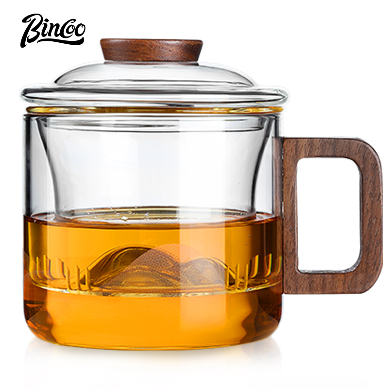 BINCOO 玻璃杯帶過濾 茶水分離家用泡茶杯 大容量辦公室男士專用綠茶杯 520ML