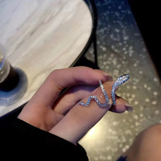 蛇形戒指女滿鑽小眾設計感個性ins潮開口食指戒