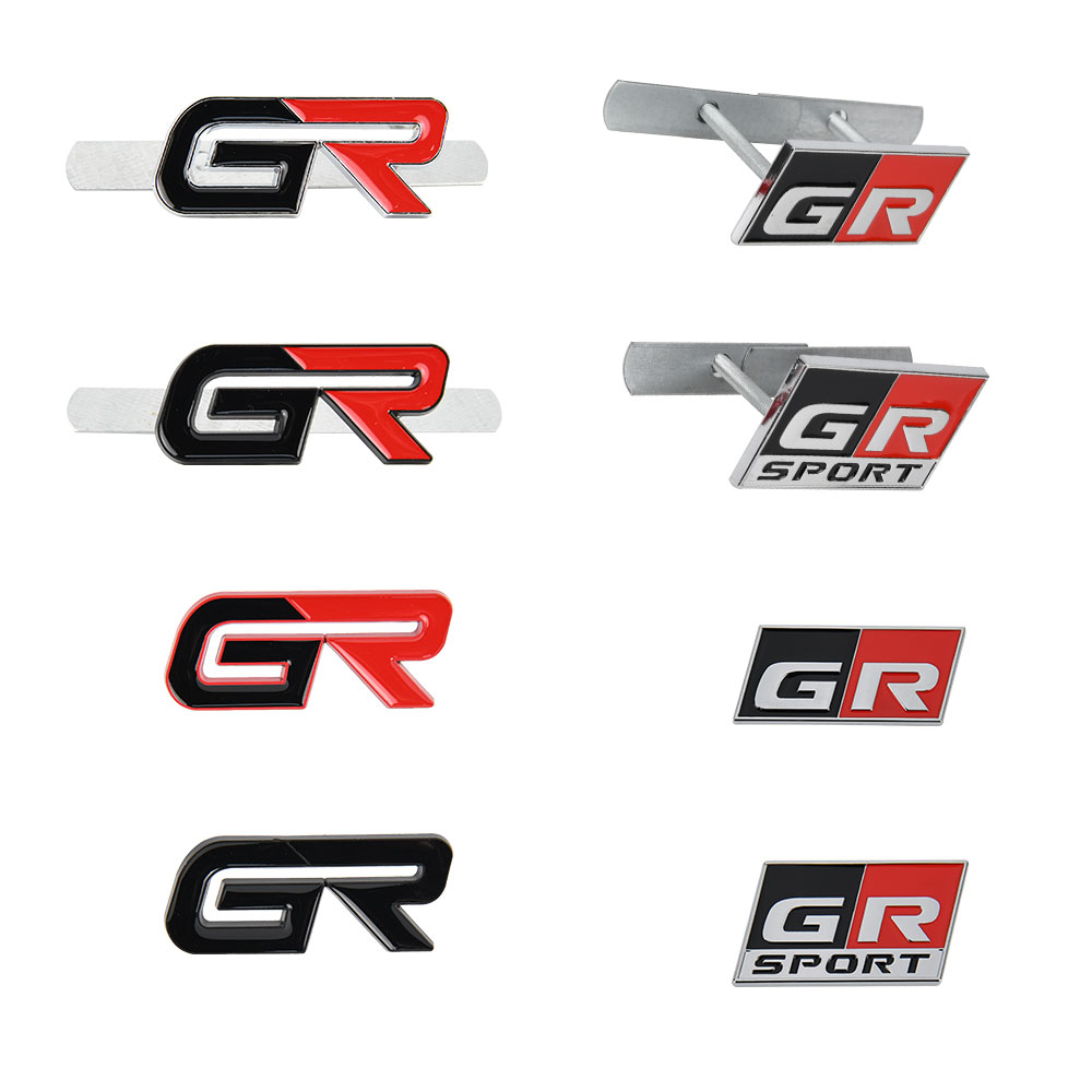 汽車前罩格柵和後行李箱貼紙 GR Sport Emblem 金屬三維徽章 GAZOO RACING 替換貼花適用於豐田雅