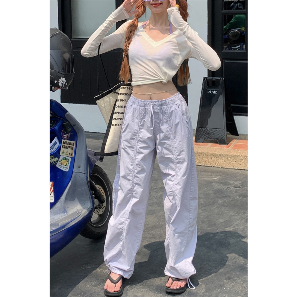 韓版美式寬鬆直筒休閒褲