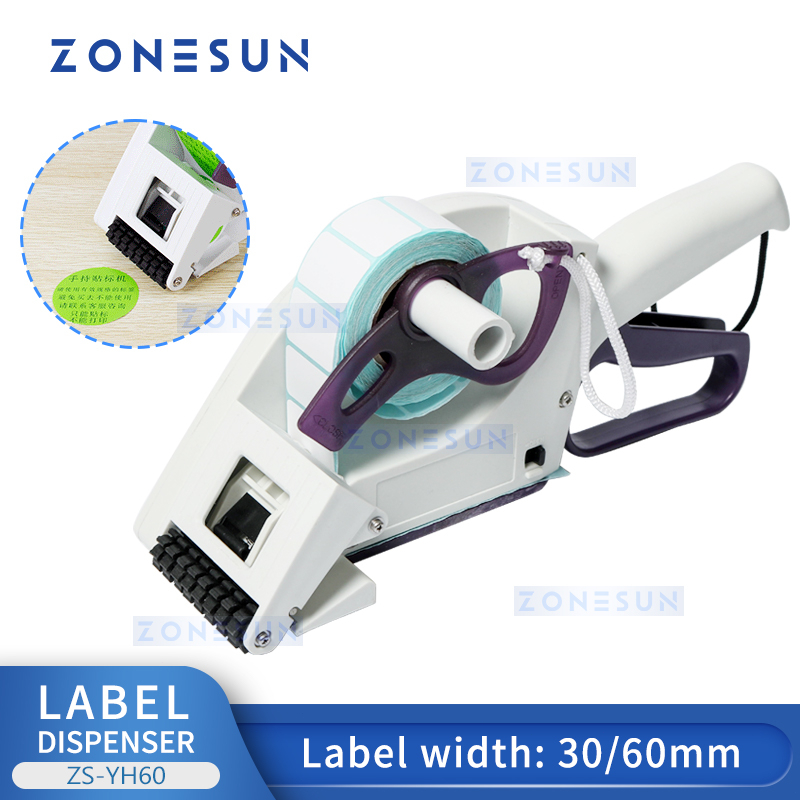 Zonesun 手持式標籤機塗抹器瓶不干膠貼紙手動標籤價格標籤貼標機平面貼標機 ZS-YH60