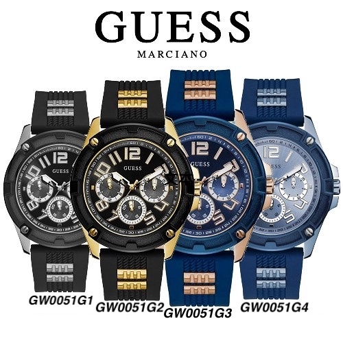 GUESS男士手錶不鏽鋼石英矽膠錶帶 時尚腕錶GW0051G1 GW0051G2 GW0051G3 GW0051G4