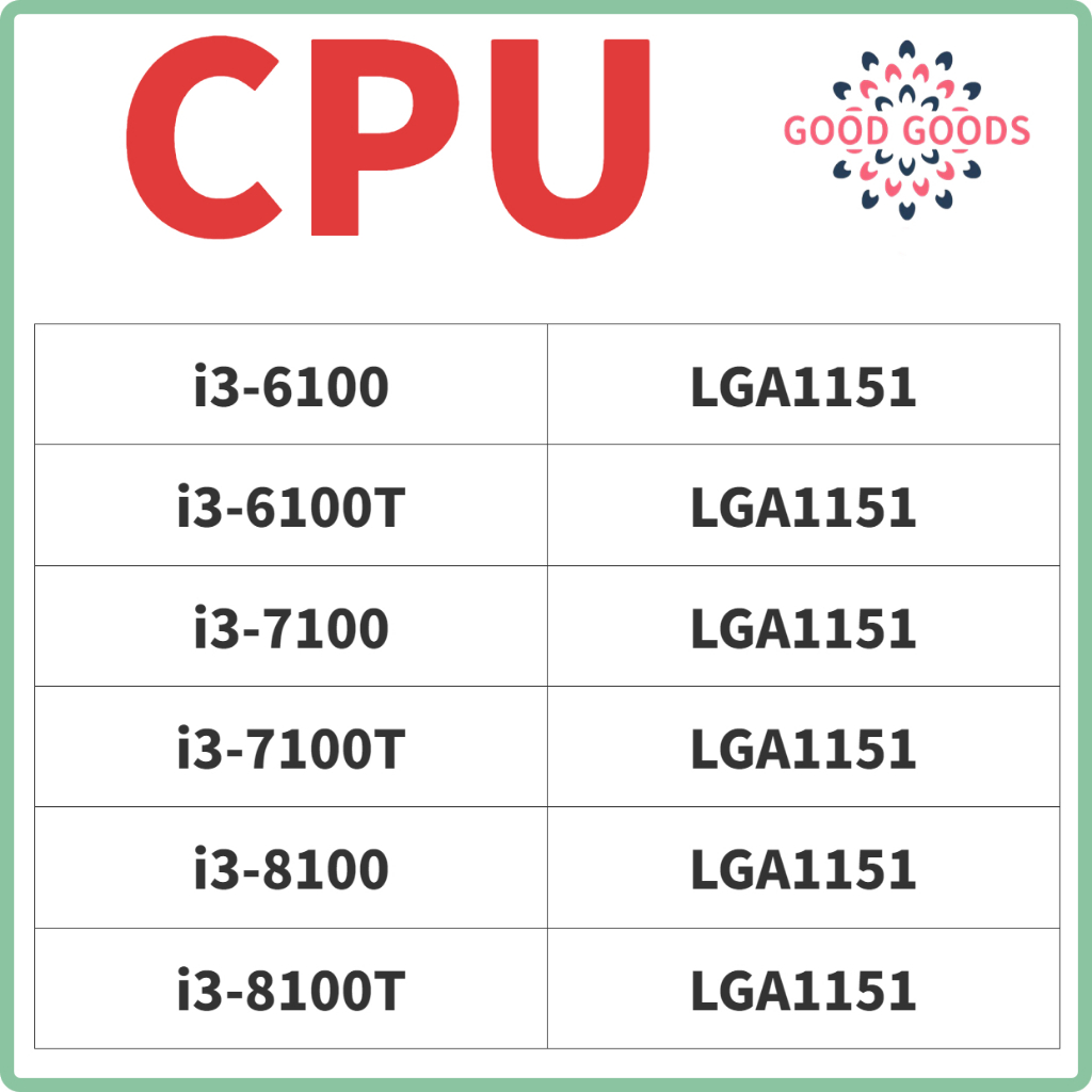 I3-6100 i3-6100T i3-7100 i3-7100T i3-8100 i3-8100T英特爾cpu