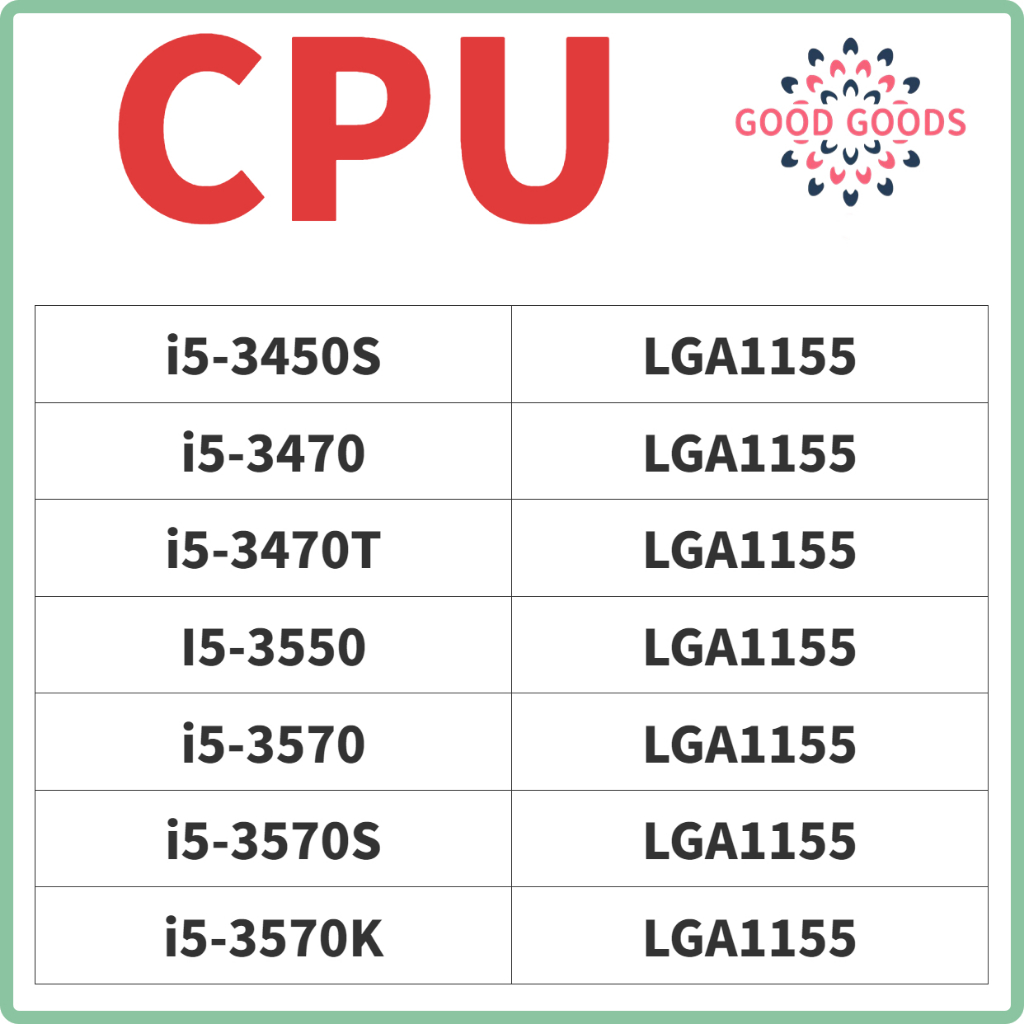 I5-3450s i5-3470 i5-3470T i5-3550 i5-3570 i5-3570S i5-3570K英