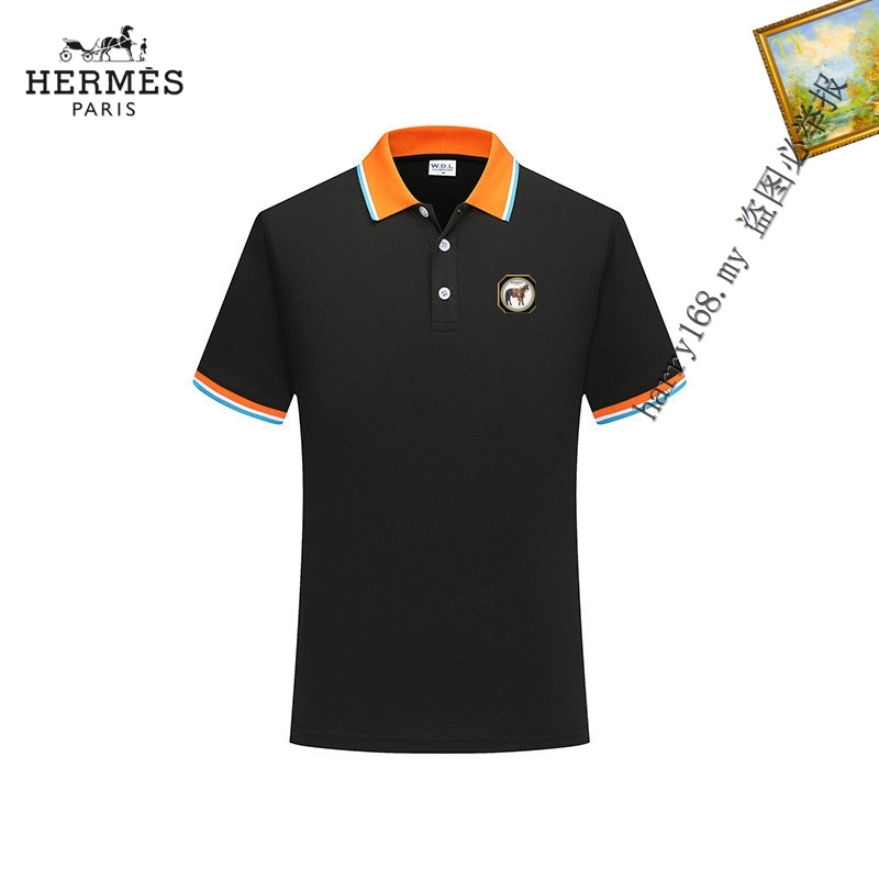 Hermes 男式棉質馬球衫 t 恤上衣 5 色 S-XXXL TT547 碼