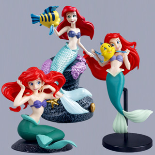 7 款 10-22cm 迪士尼公主小美人魚愛麗兒比目魚 Q 版蛋糕裝飾 PVC 可動人偶模型娃娃玩具兒童禮物
