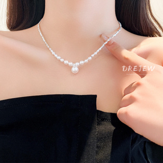 Drejew法國鋯石珍珠三角碎銀項鍊小眾鎖骨鏈氣質項鍊