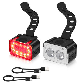 L6 LED 自行車頭燈尾燈 300LM TYPE-C 可充電 IPX6 MTB 防水自行車燈自行車配件