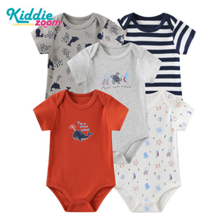 Kiddiezoom 5件套 純棉短袖男寶包屁衣 可愛卡通女寶哈衣爬服 0-12個月嬰兒衣服