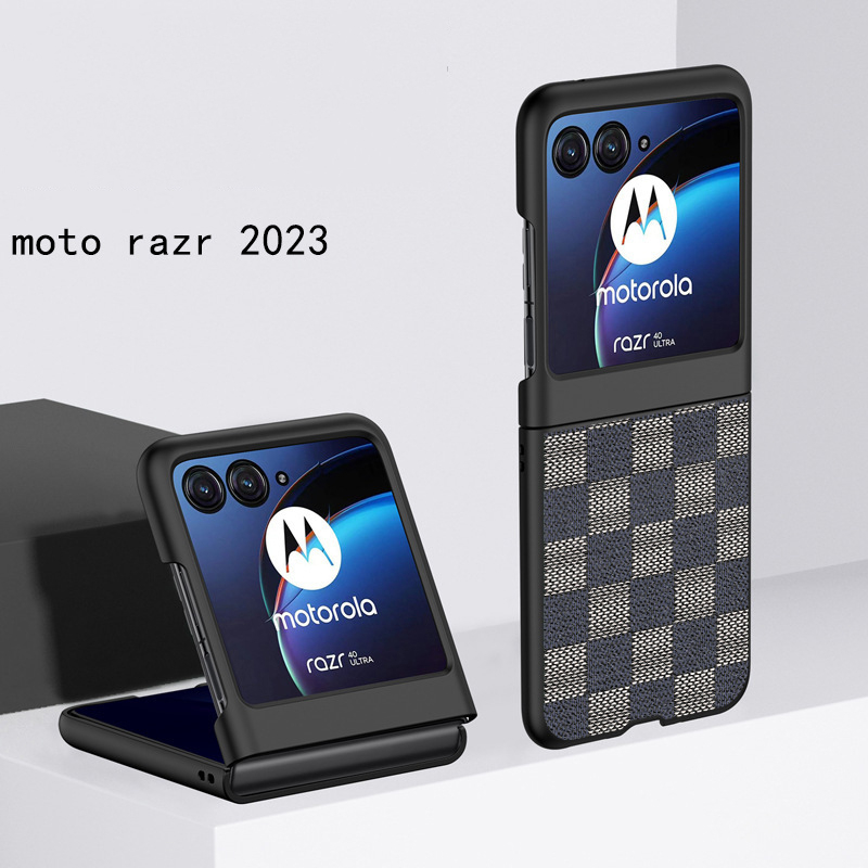 MOTOROLA Moto Razr 40 Ultra 保護殼適用於摩托羅拉 Razr 40 Ultra 復古格子星星皮