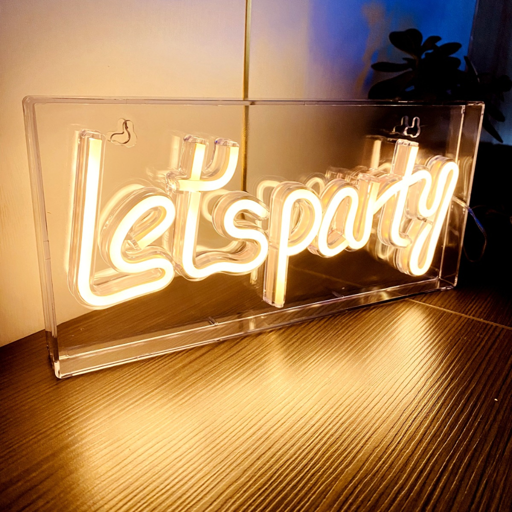 letsparty 霓虹燈 燈牌 LED 亞克力壁掛裝飾燈 USB檯燈 現貨霓虹標誌 酒吧 餐廳 party 氛圍小夜燈
