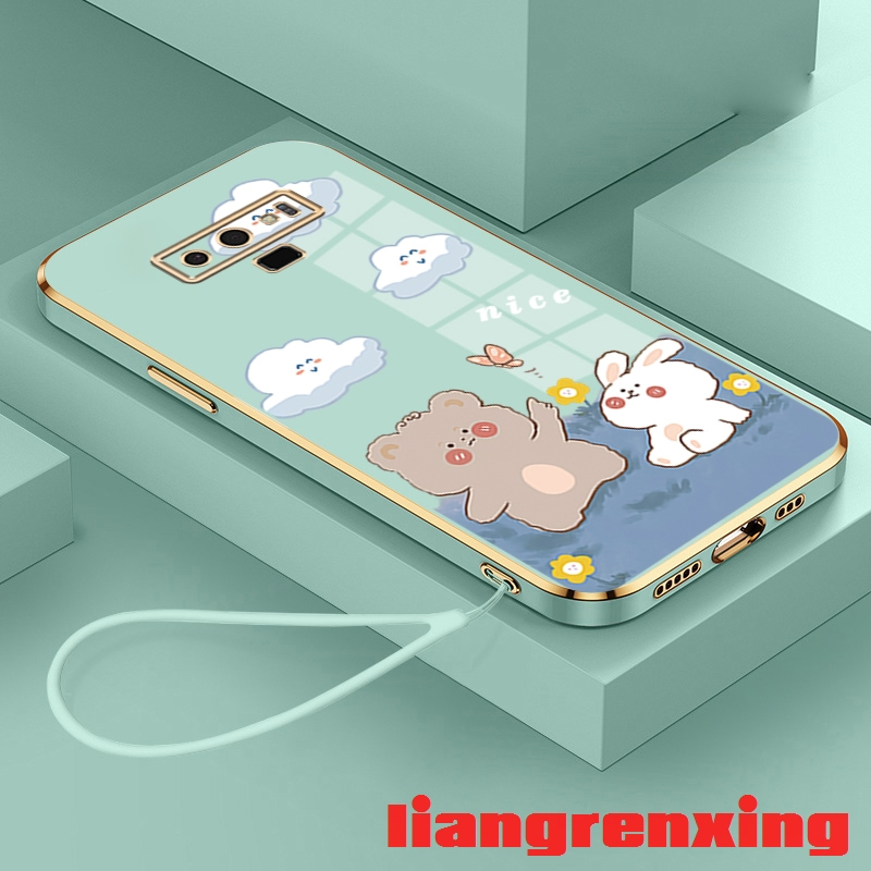 外殼 SAMSUNG note 9 手機殼軟殼電鍍矽膠防震保護套光滑保護套新設計卡通熊兔子動物 DDXX01