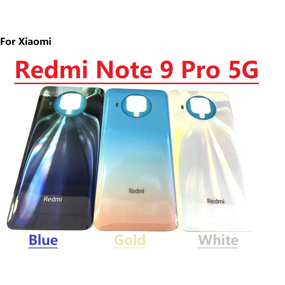 REDMI XIAOMI 適用於小米紅米 Note 9 Pro 5G 後殼玻璃殼後蓋 + 不干膠貼紙 + 標誌