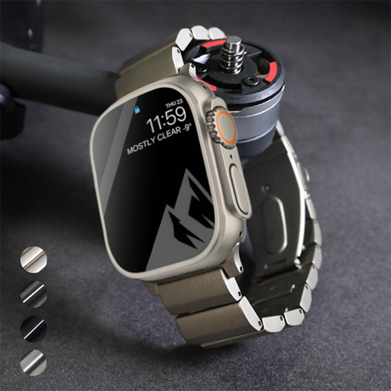新款鈦錶帶適用於Apple Watch Ultra 49mm 45mm 44mm 42mm豪華男士錶帶 適用IWatch