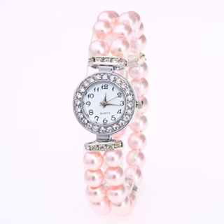 女版手錶玻璃珍珠串錶鏈女表腕錶