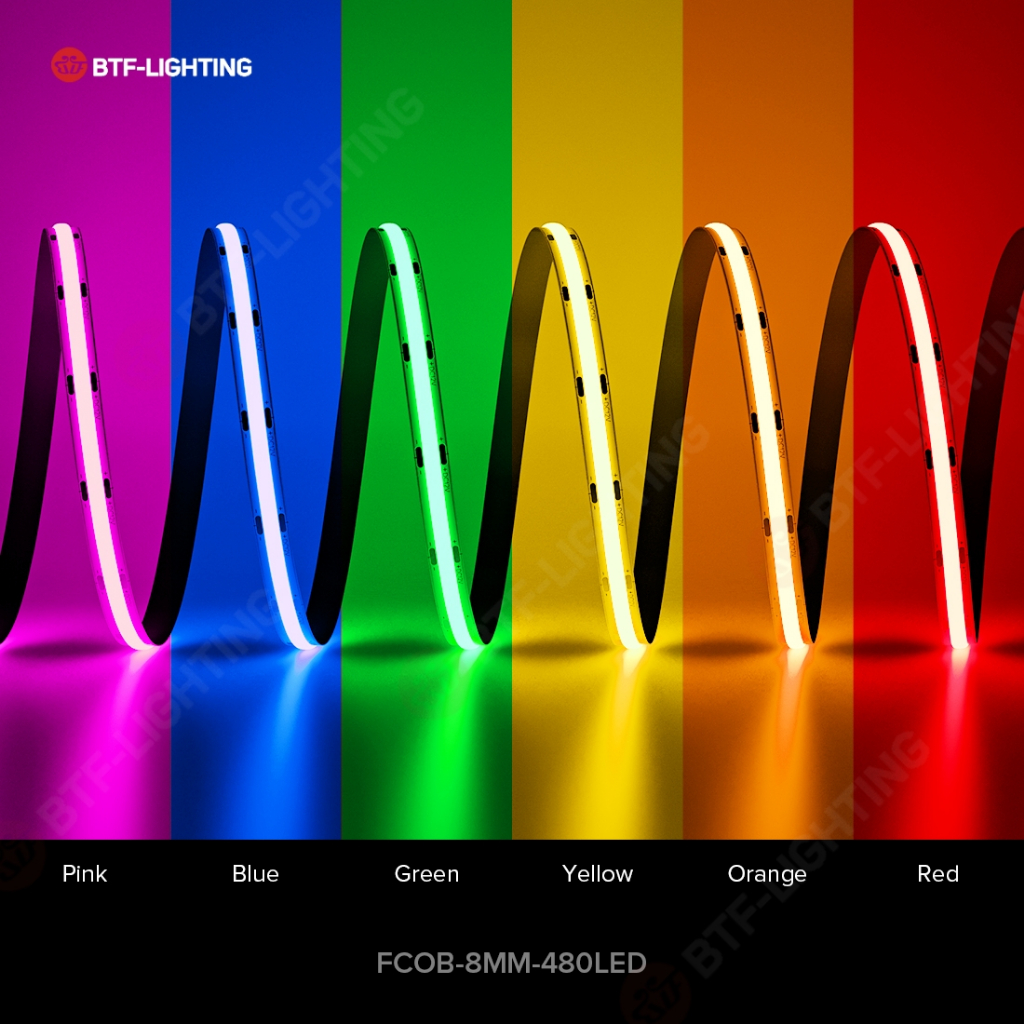 Btf-lighting FCOB LED 燈條 DC12V 8MM 白色/暖白色/冷白色/紅色/藍色/綠色/黃色/橙色