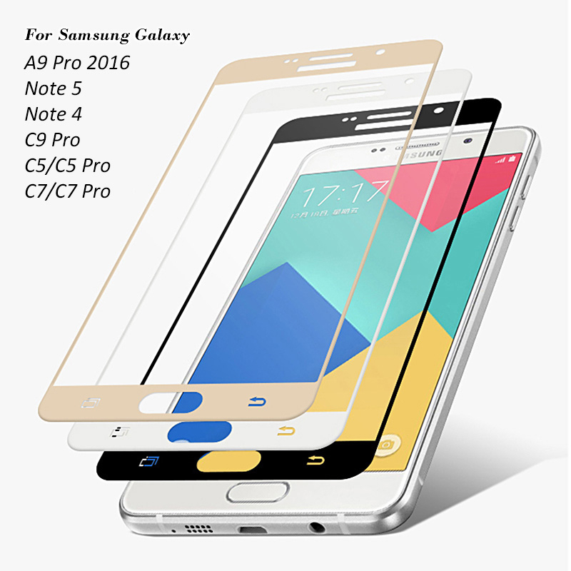 SAMSUNG 適用於三星 C9 A9 Pro 2016 C7 C5 屏幕保護膜的全覆蓋鋼化玻璃適用於 Galaxy N