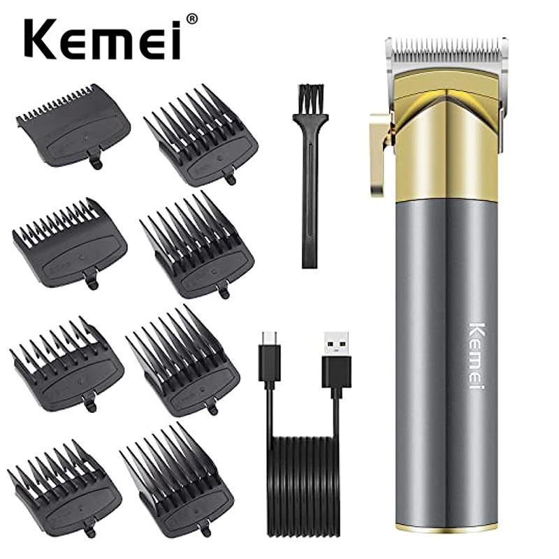 Kemei 專業男士理髮器簡約設計理髮電動無繩修剪器理髮機套件帶 LED 顯示屏禮品