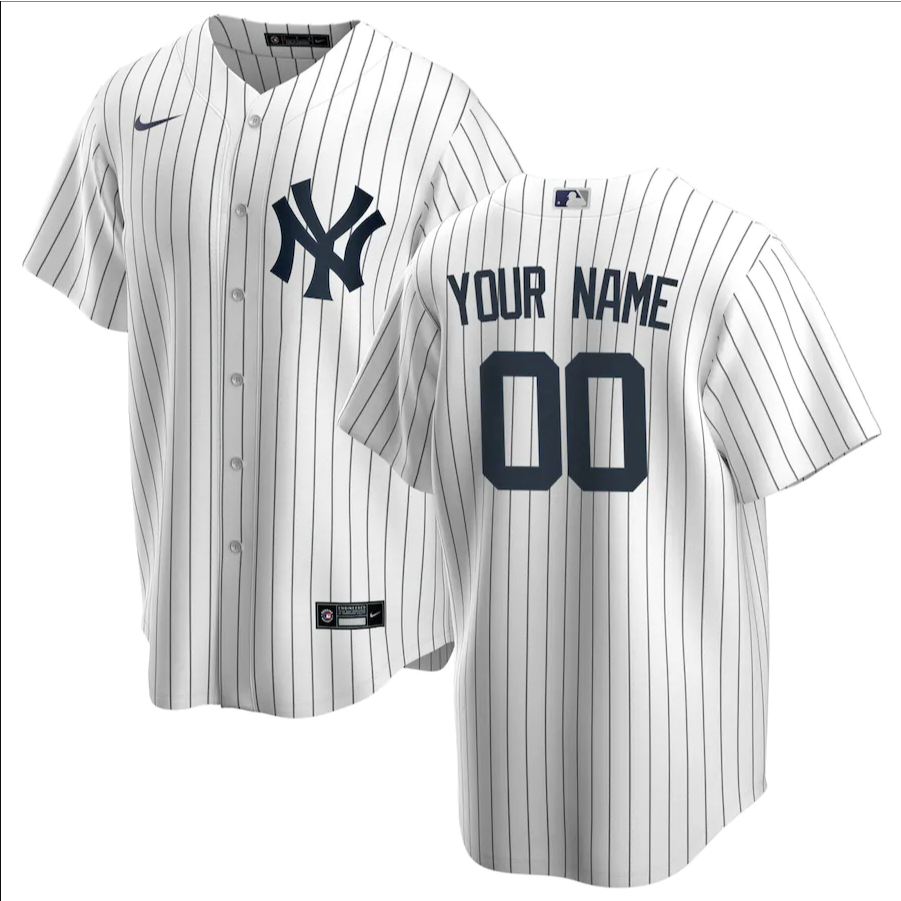 男式MLB 球衣紐約洋基隊白色主場定制棒球球衣 New York Yankees Custom Jersey