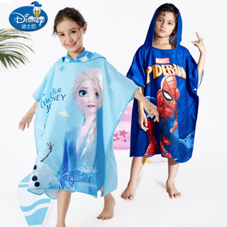迪士尼兒童卡通浴巾斗篷帶帽寶寶洗澡浴袍男童女童游泳專用沙灘巾