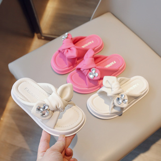 夏季新款 韓版時尚蝴蝶結晶鑽涼鞋 柔軟透氣拖鞋