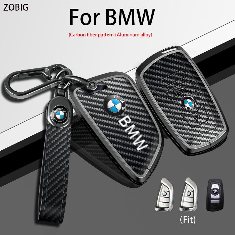 BMW Zobig 碳纖維鑰匙扣蓋適用於寶馬汽車鑰匙殼外殼帶鑰匙扣適用於寶馬 1 2 4 5 6 7 系列 X1 X2