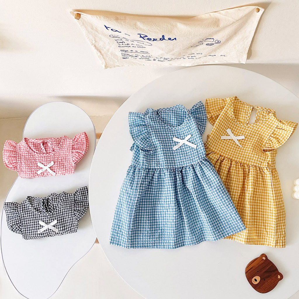 Sanlutoz 格子可愛夏季女嬰連衣裙  韓式時尚兒童連衣裙