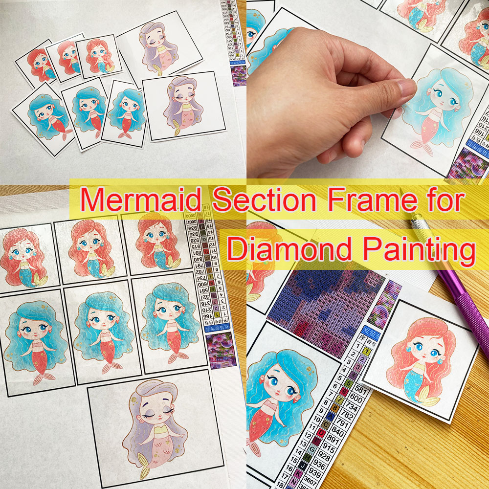 鑽石畫美人魚節框卡通不干膠乙烯基貼紙單獨畫布成小件