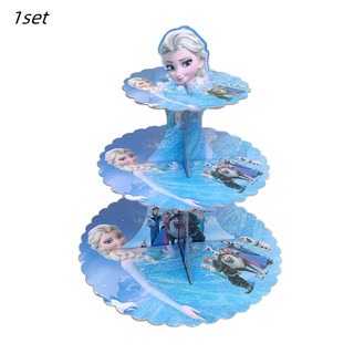 冷凍 Elsa Anna 公主紙杯蛋糕架 3 層蛋糕架用於冷凍主題派對嬰兒送禮會生日聖誕派對裝飾