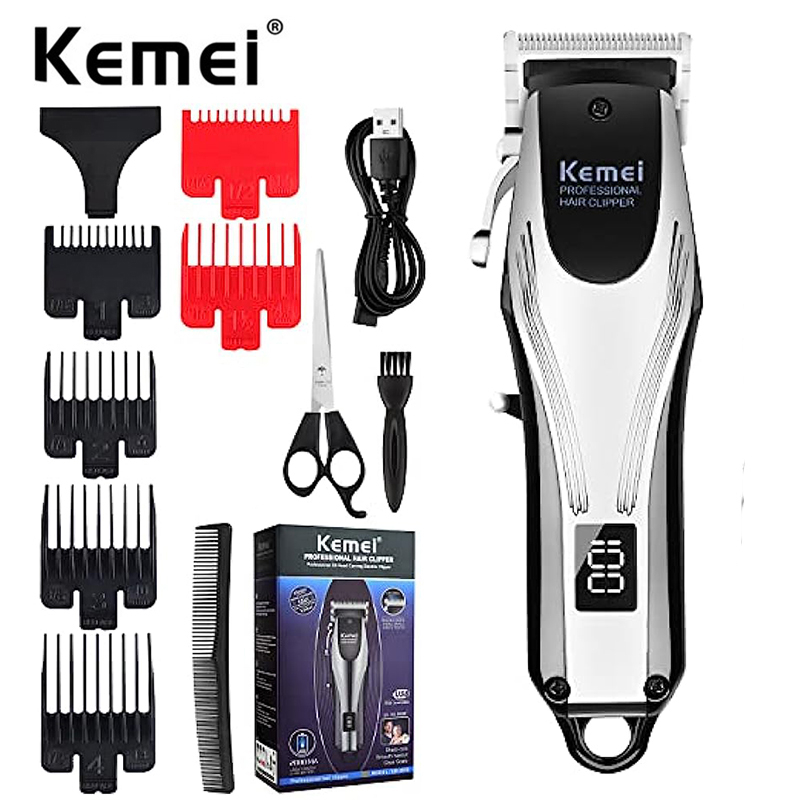 KEMEI 科美專業理髮器男士充電式無繩電動鬍鬚修剪器理髮器理髮機美容套裝