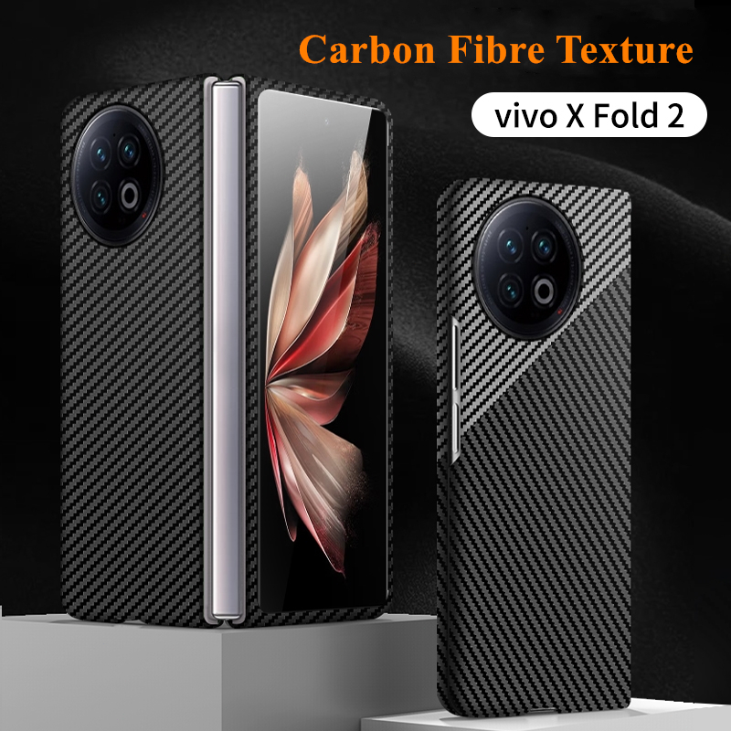 適用於 VIVO X Fold 2 Flip Fold2 外殼皮膚啞光 PC 硬質防摔保護套的超薄碳纖維紋理外殼
