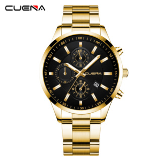 Cuena 原創男士手錶不銹鋼時尚奢華商務石英防水 6042