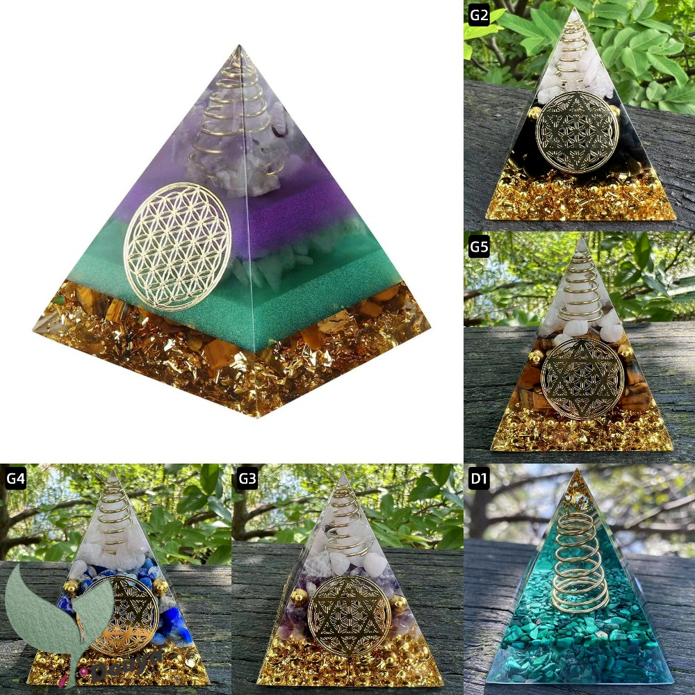 Orgone Pyramid,小型癒合水晶金字塔與紫水晶石,Orgonite 能量發生器抵抗壓力,帶來好運和財富