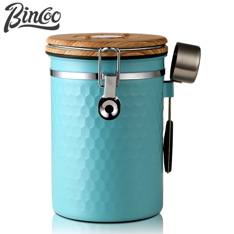 BINCOO 單向排氣咖啡粉密封罐 裝咖啡豆保存罐 不銹鋼專用大容量養豆罐 1.8L