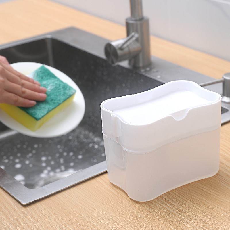 皂液器和洗滌器支架,帶海綿 2 合 1 實用廚房洗碗機泵分配器壓機,適用於家庭