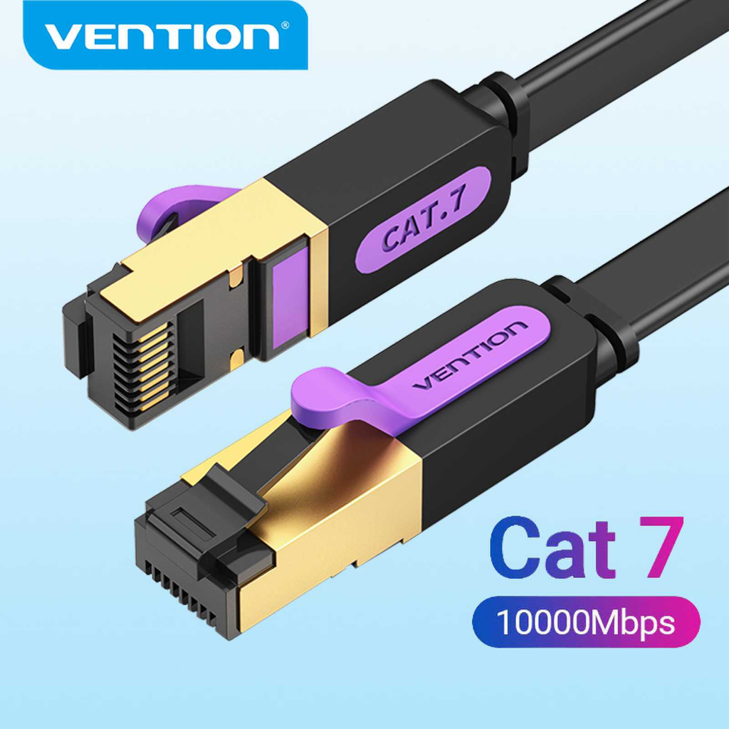 Vention Cat7 扁平以太網電纜 RJ45 線 Lan 電纜 10Gbps 網絡,適用於 PC 筆記本電腦電視盒