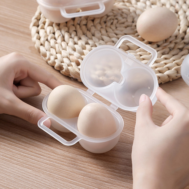 戶外便攜式雞蛋盒 塑膠蛋託 冰箱2格雞蛋收納盒 防震防摔裝蛋器