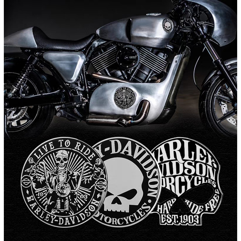 Harley-davidson 哈雷金屬貼紙鋁徽章適用摩托車賽車越野車頭盔車身個性改裝貼花