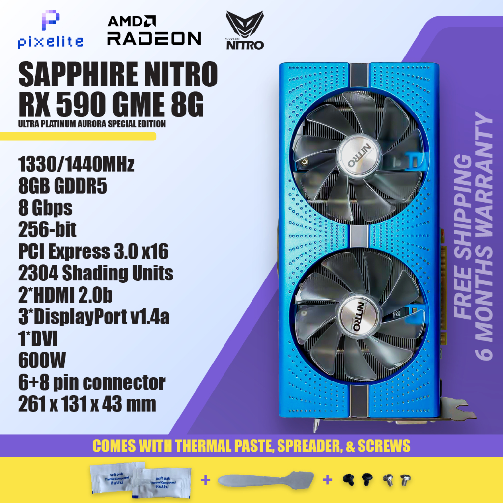 二手藍寶石 RX 590 RX590 GME 2304sp 8G 8GB D5 DUAL FAN AMD 顯卡 graf