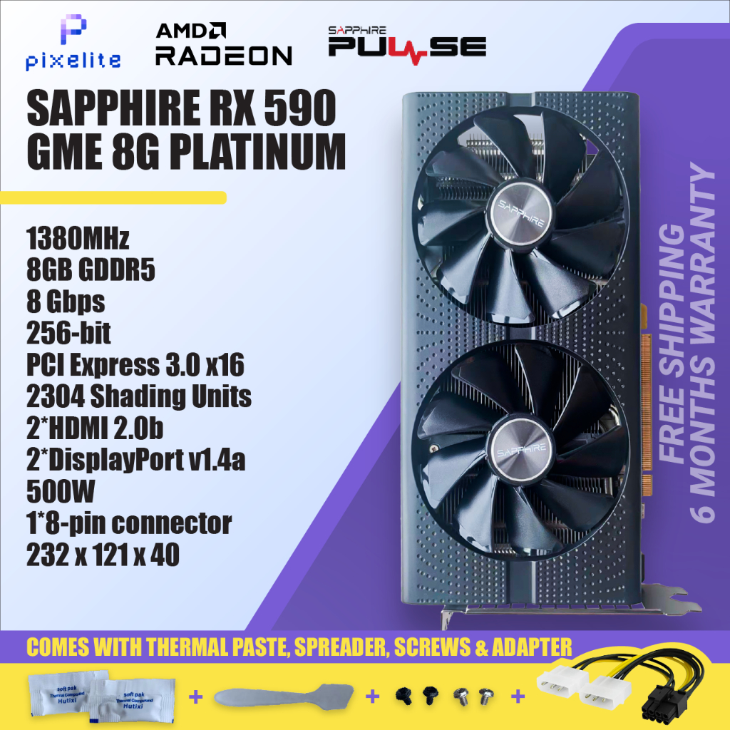 二手藍寶石 RX 590 RX590 2304sp 8G 8GB D5 AMD 顯卡顯卡 GPU