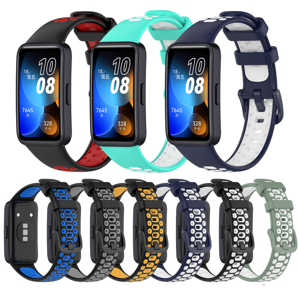 雙色透氣腕帶適用Huawei Band 8 華為手環8腕帶 多孔 透氣 散熱 防水錶帶 適用華為Band8 Band 8