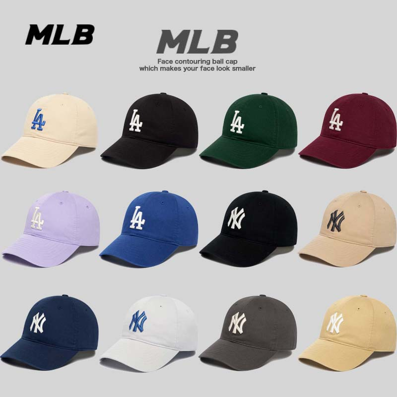 韓國MLB軟頂大標帽子NY洋基隊彎簷鴨舌帽可調整男女同款棒球帽