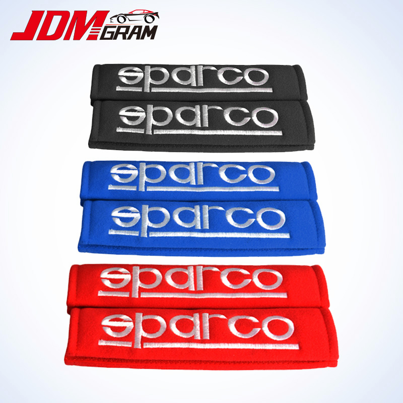 Jdmgram Sparco 汽車安全帶套 2PCS 通用加厚柔軟安全 JDM 汽車安全帶肩墊保護墊汽車內飾配件