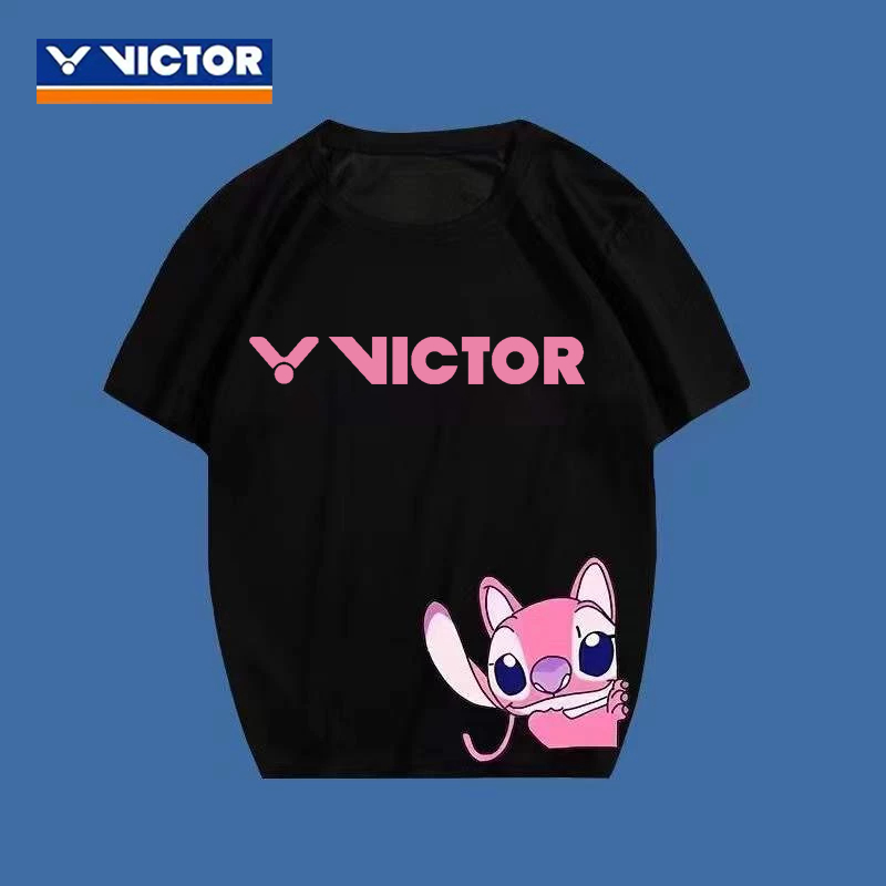 Victor 2023春夏新款韓國羽毛球上衣男女速乾短袖T恤運動比賽球衣印花T恤透氣比賽T恤